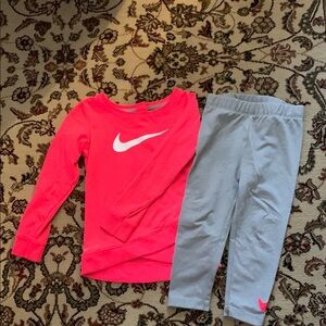Nike Kids Pink and Gray Top and Bottoms